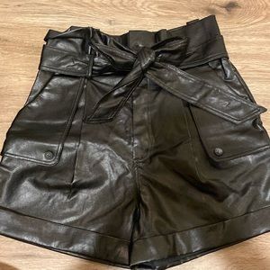 black leather shorts
